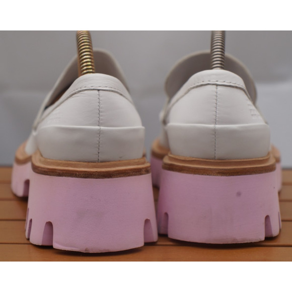 Anthropologie Oncept Heeled Loafers White & Pink Womens US 7 Boho Hipster - Picture 9 of 16